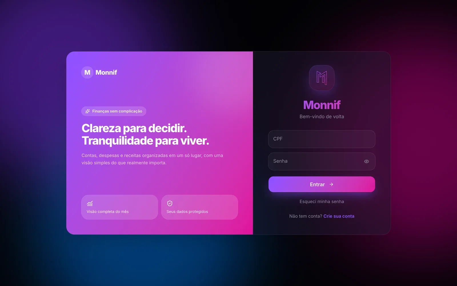 Tela de Preferências no Monnif